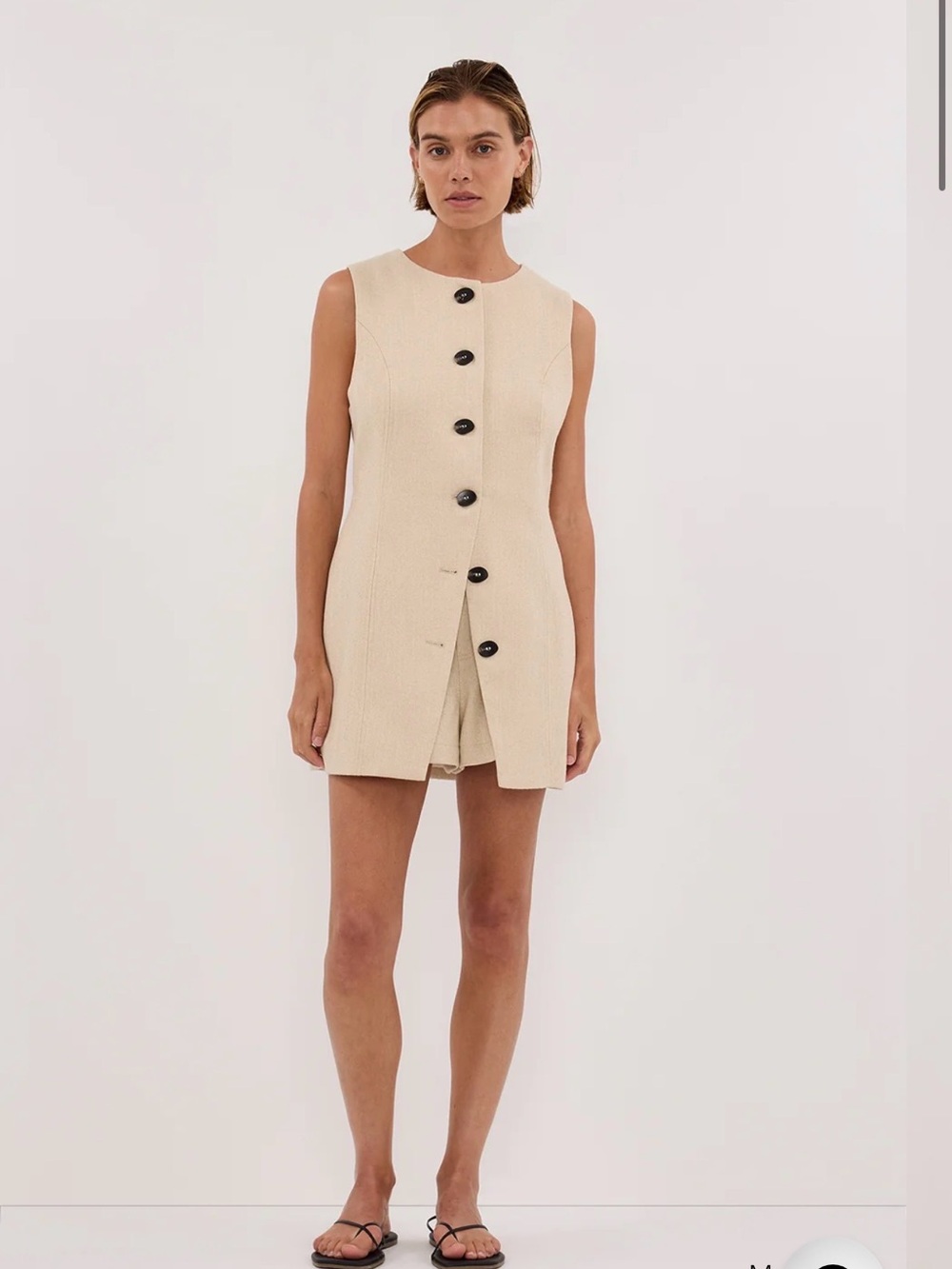 DISSH Cream Sleeveless Button-Front Vest